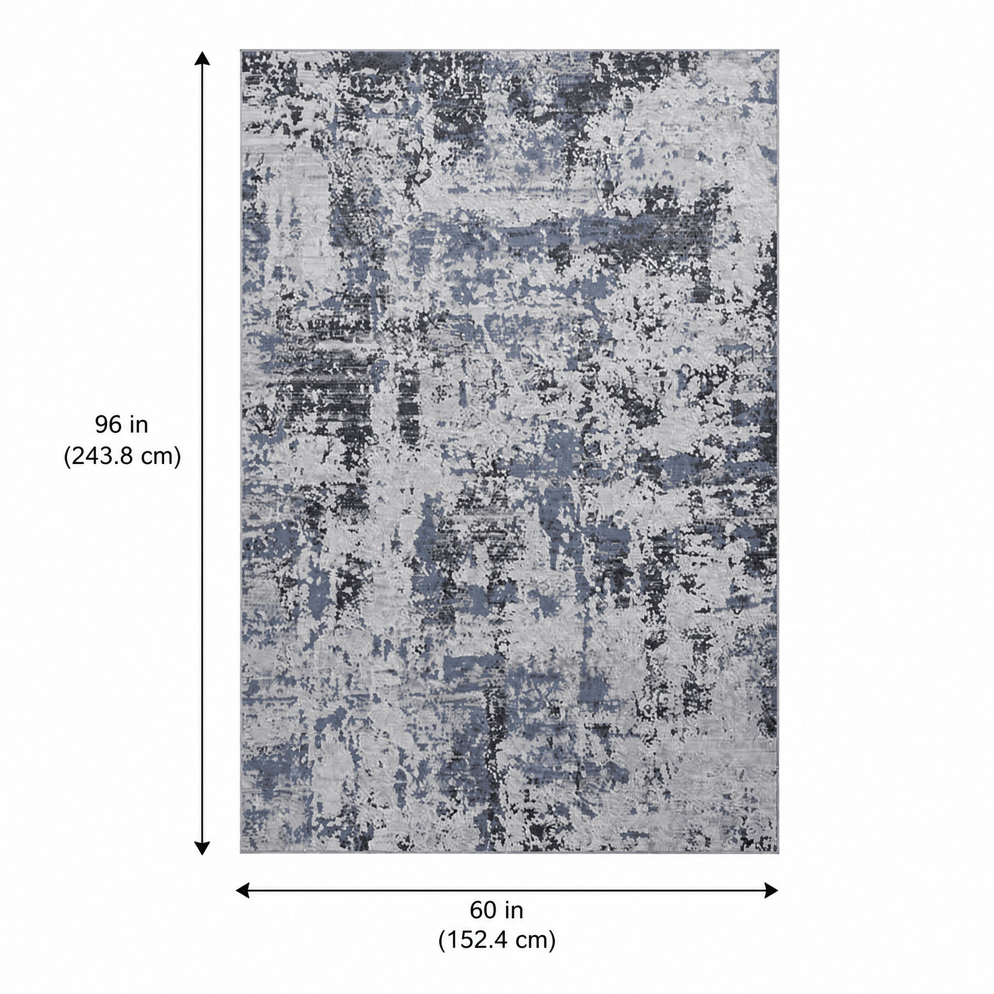 8' x 10' Grey Denim Abstract Area Rug Non-Shedding Stain Resistant Medium Pile Carpet for Living Room Bedroom Dining Room Home Office Entryway