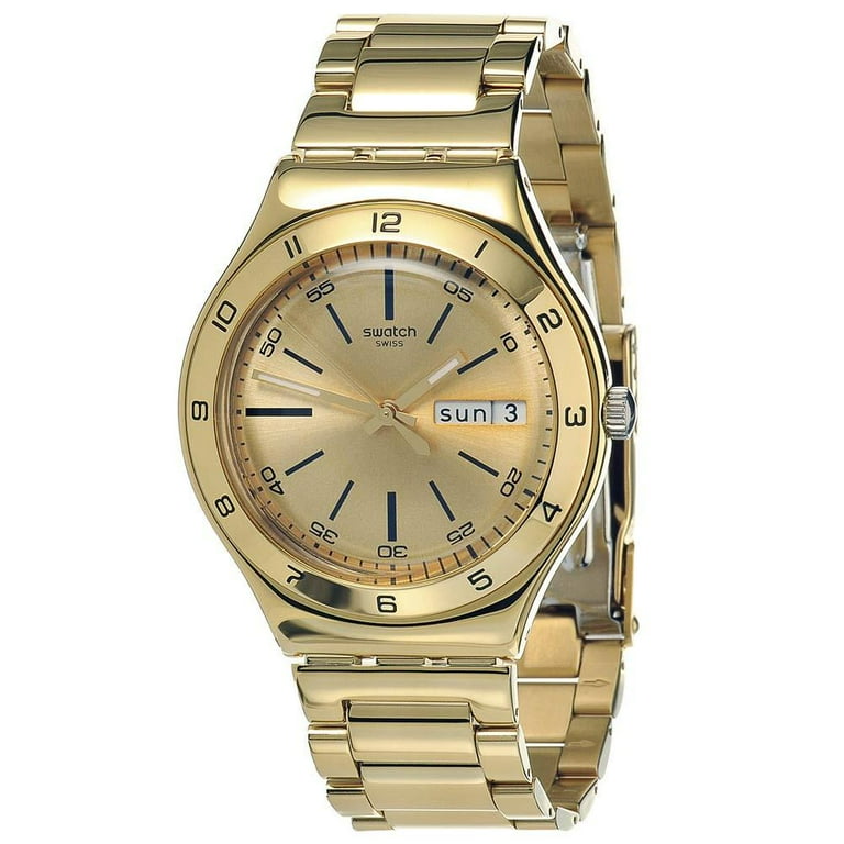 swatch men's ygg706g stainless steel gold tone dial watch