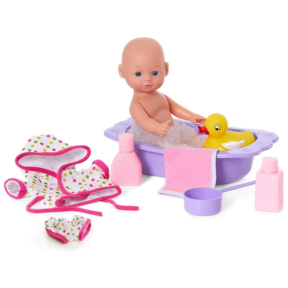 Kidoozie Bathtime Baby, 12-Inch Doll, Bath tub and Accessories for Kids, Pretend Play, Ages 3 and up