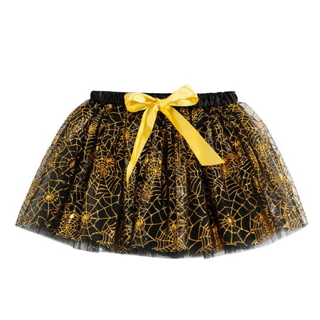 

Girls Skater Skirt Size 14 Kids Girls Ballet Skirts Hallowmas Party Prints Tulle Dance Skirt Yellow