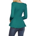 thumbnail image 3 of INSPIRE CHIC Women's Tops Long Sleeves Scoop Neck Casual Peplum Chic Shirt XS Blue Green, 3 of 8