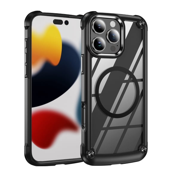 ELEHOLD for iPhone 16 Case, Compatible with Mag Safe Accessory Military-Grade Drop Protection Scratch Resistant Slim Thin Crystal Clear Back Case for iPhone 16 ,Black