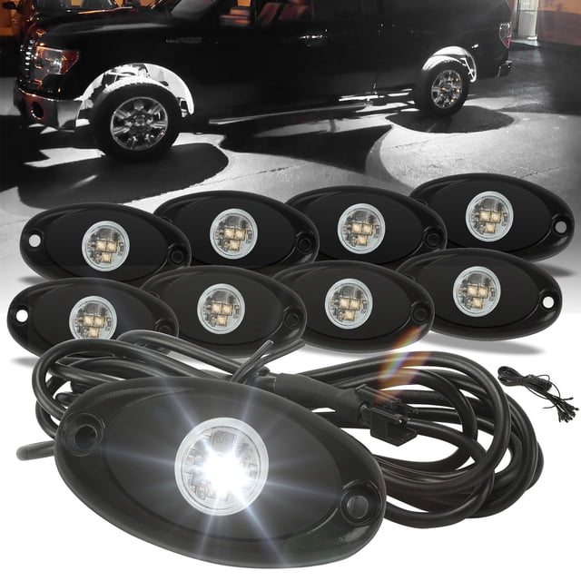 Luces tipo roca para vehículos SUNPIE, 8 cápsulas, 6000 K, blanco puro, IP67