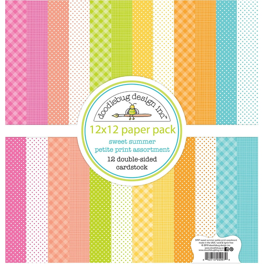 Doodlebug Petite Prints DoubleSided Cardstock 12"X12" 12/PkSweet