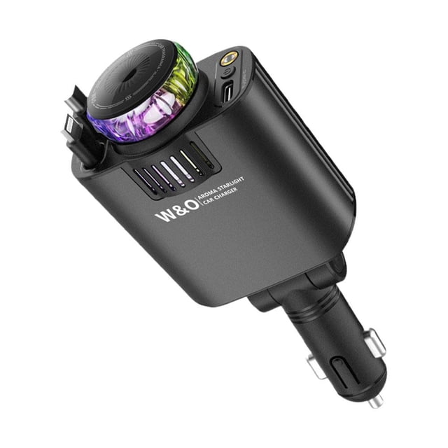 Multifunction Car Phone Charger 3-in-1 Super Fast Charging Cigarette Lighter Adapter with Aromatherapy Diffuser & LED Starry Sky Light