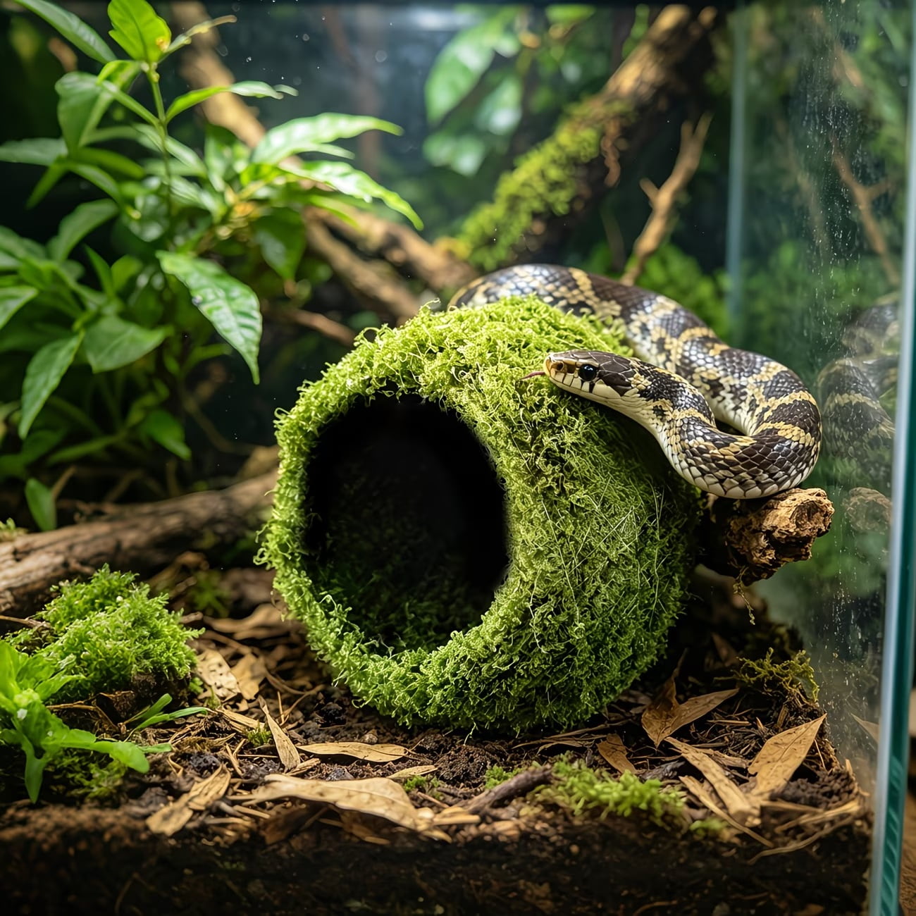 Artificial Moss Reptile Hideout for Bearded Dragon, Gecko, Hamster, Snake