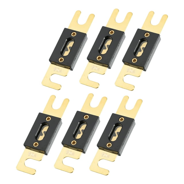 Unique Bargains 6pcs 80A Gold Tone Plated ANL Fuse Universal Fit for Inverter Car Vehicle Truck Audio