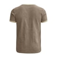 thumbnail image 4 of Mens T-Shirt Knit Short Sleeve Crew Neck Contrast Trim Knit T-Shirt,Khaki M, 4 of 4