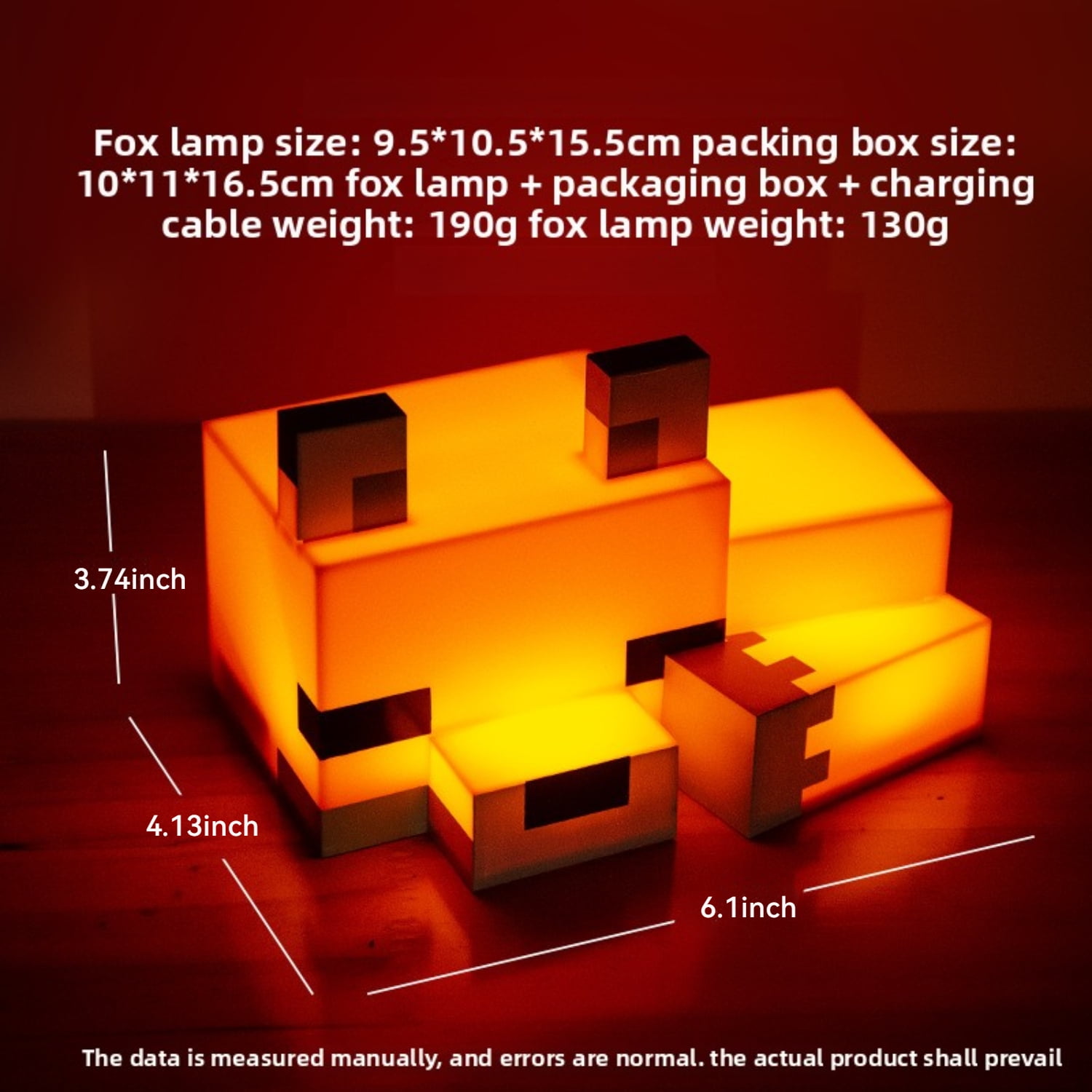 D.FAMILY Cute Fox Night Light, Soft Orange Glow, Desk Lamp for Gaming Room or Kids and Tween Bedroom