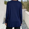 thumbnail image 4 of hoksml Women's V Neck Casual Tunic Top, Solid Side Slit Loose Long Sleeve Shirt, 4 of 5