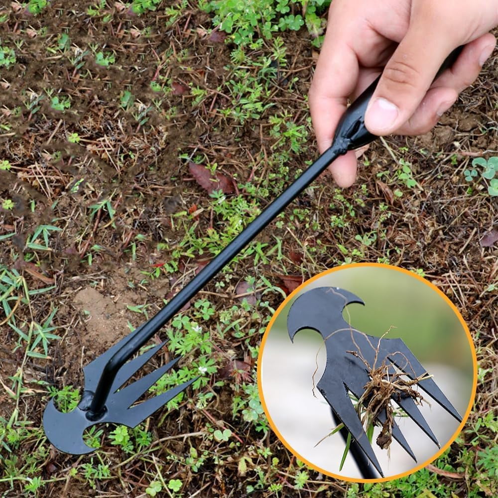 Gardinea Weed Pulling Tool Uprooting Weeding Tool, Multifunctional Weeder Puller Tool with 4 Teeth