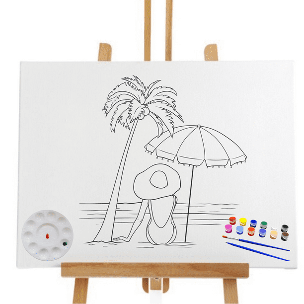 Essenburg Pre Drawn Canvas Beach Lady Small 8x10 Diy Paint Stretched Canvas On Wooden Frame Line Art Drawing Walmart Com Essenburg Pre Drawn Canvas Beach Lady Small 8x10 Diy Paint Stretched Canvas On Wooden Frame Line Art Drawing Walmart Com