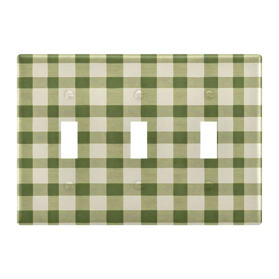 Light Switch Cover Light Green Gingham Plates Faceplate Decorative Switch Plate for Bedroom Home Decor
