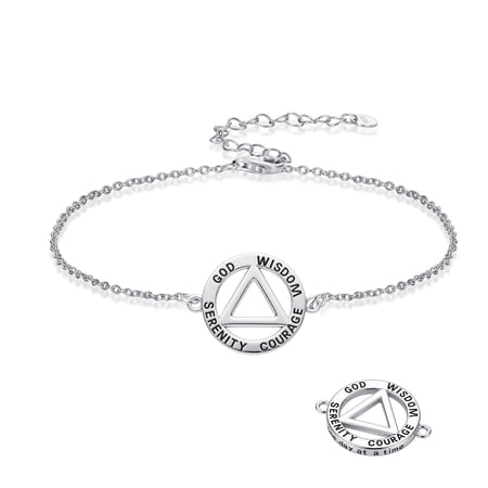 YAFEINI AA Recovery Bracelet 925 Sterling Silver Alcoholics Gifts Triangle Sobriety Stay Sober Recovery Jewelry for Men Women Her-1