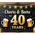thumbnail image 4 of Yatrandify Retro Design Happy Birthday Banner Gold Accents 40th Birthday Cheers Beers Celebration for Adult Party Funny Events, 4 of 8