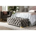 thumbnail image 5 of Avara Glam and Luxe Gray Velvet Fabric Upholstered Gold Finished Button Tufted Bench Ottoman, 5 of 5