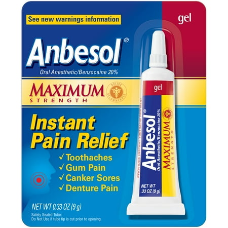 - Anbesol Oral Anesthetic Maximum Strength Instant Pain Relief Gel, 0.33 Oz