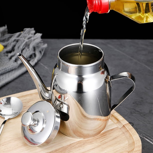 Lata de Acero de Acero inoxidable, 300 ml, Un Prueba de Fugas, Contenedor de Almacenamiento de Condimentos de Fácil Vertido, Olla de Almacenamiento de Aceite para Cocina, Ensalada