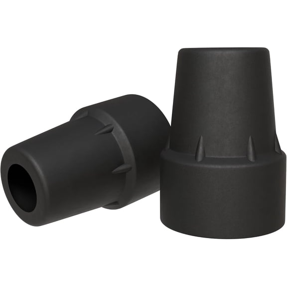 Cane Tips – 2-Pack 3/4" Heavy-Duty Rubber Replacement Tips – Durable, Non-Slip Walking Stick, Crutch, and Walker Tips – Black
