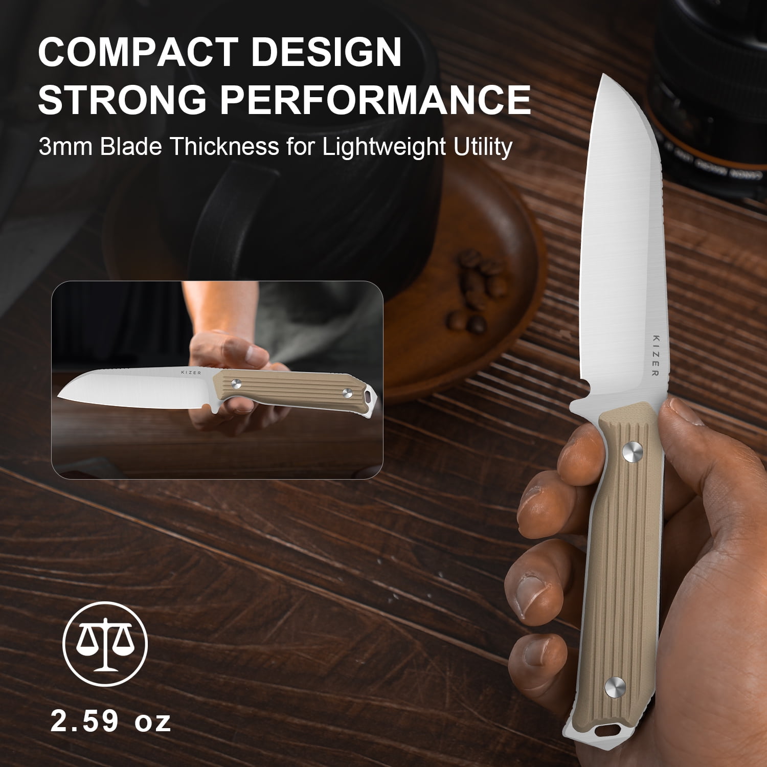 Kizer Begleiter Fix Fixed Knife AEB-L Steel Blade G10 Handle With Sheath 1045MS2