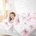 thumbnail image 5 of Homewish Checkered Bowknot Ribbon Queen Comforter Set,Cute Bowtie Bow Bedding Sets,White Pink Bedding Comforter Set For Kids,Breathable Home Decor Reversible,3pcs, 5 of 9