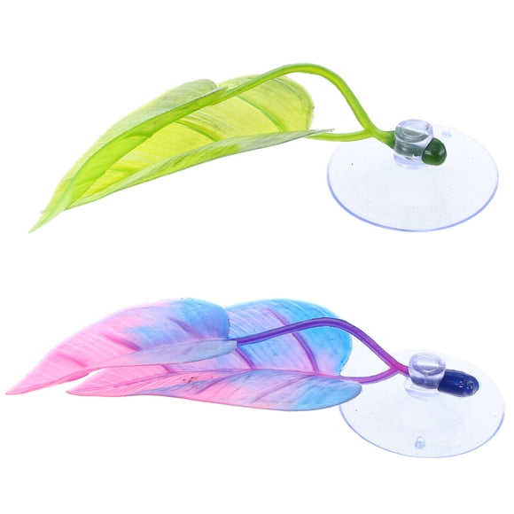 BESTYASH 2pcs Artificial Betta Fish Leaf Aquarium Moss Fish Decorations For Tank ABS Green Decor