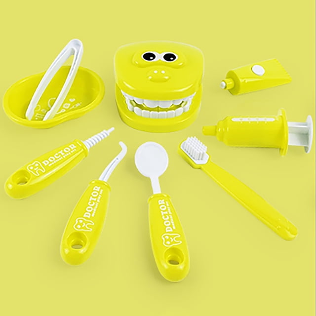 Jaune 9 Pcs/ensemble Jouet de Jeu d'Imitation pour Enfants Dentiste Vérifier Dents Modèle pour Jeu de Rôle de Médecins