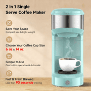 Single Serve Coffee Maker for K Pod, 2-in-1 Coffee Maker Single Serve & Ground Coffee Brewer, Quick Brew 6 to 14oz Brew size Carefree Auto Shut Off Small Coffee Machine for Apartment
