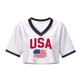 thumbnail image 3 of Soccer Cup 2026 Jersey Crop Tops American Soccer with V Neck Short Sleeves Featuring Breathable Fabric for Game Day Parties Tailgating Events Beach Outings Summer Festivals White S, 3 of 5