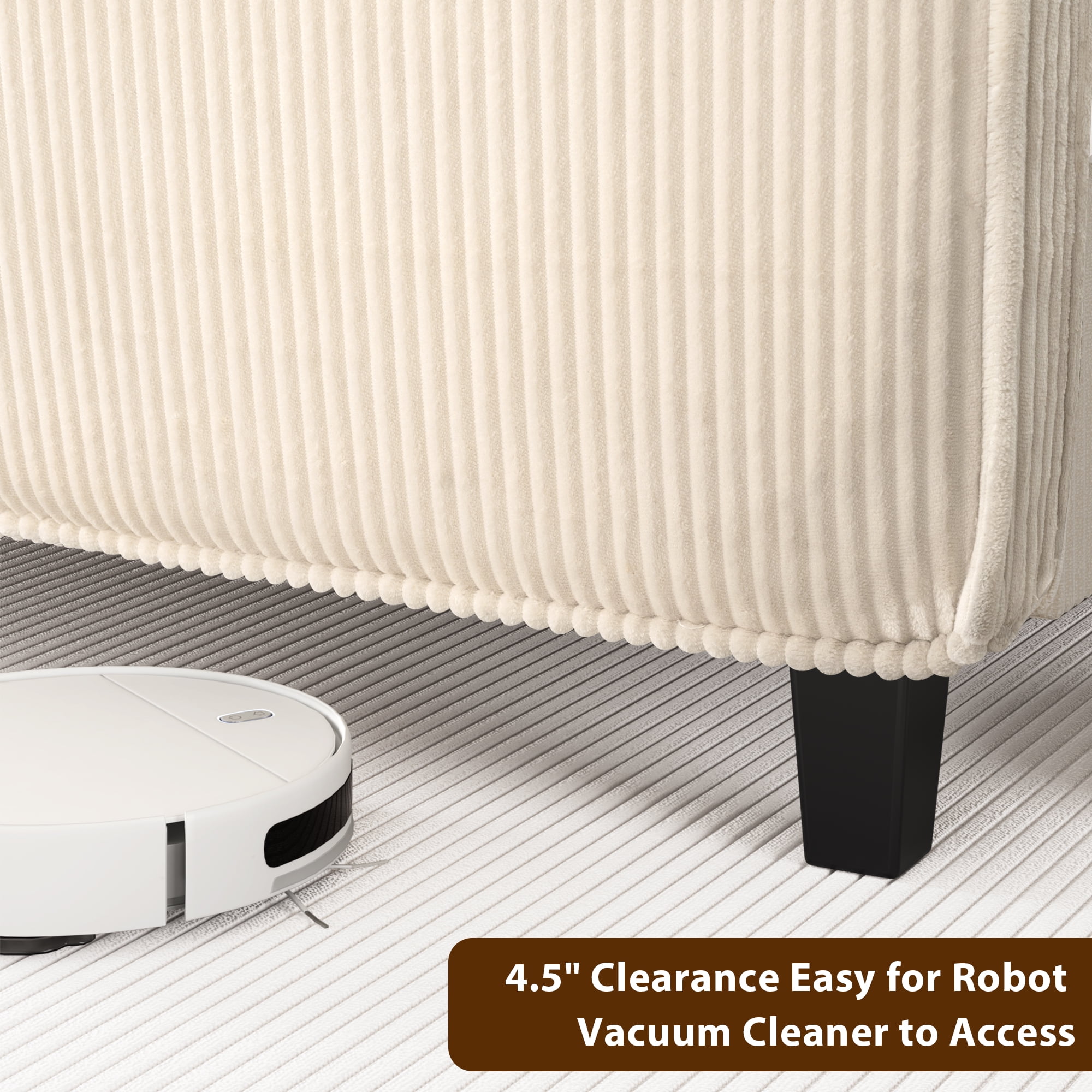 Miniyam Queen Size Upholstered Bed with Wingback Headboard, USB Charging Station for Adult, Beige