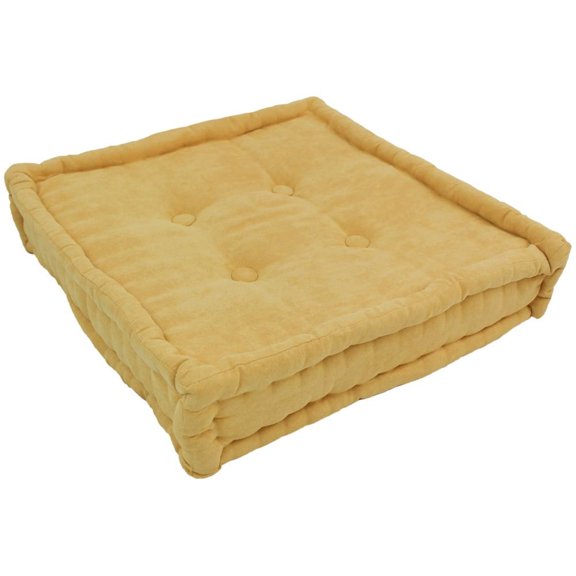 20-inch Square Corded Floor Pillow with Button Tufts