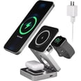 thumbnail image 1 of Foluck Estación de carga inalámbrica 3 en 1 para iPhone, cargador inalámbrico magnético ajustable, soporte de carga de viaje plegable para múltiples dispositivos para iPhone 15/14/13/12 Series, AirPod, 1 of 3