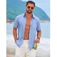 thumbnail image 5 of COOFANDY Men's Short Sleeve Casual Button Down Shirts Summer Beach Wedding Textured Linen Shirt for Men, 5 of 7
