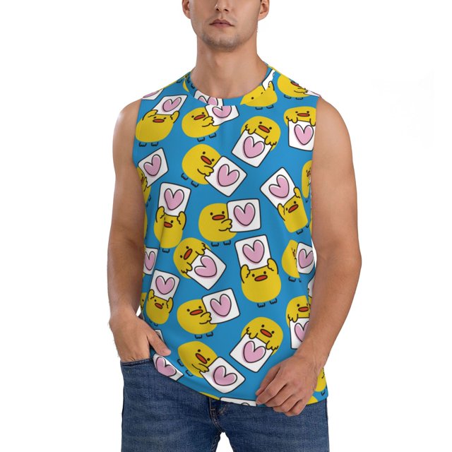Fotbe Lovely Duck Men's Camiseta sin Mangas Estampada para Hombres, Playera Casual para Gimnasio, Entrenamiento, Playa-Medium