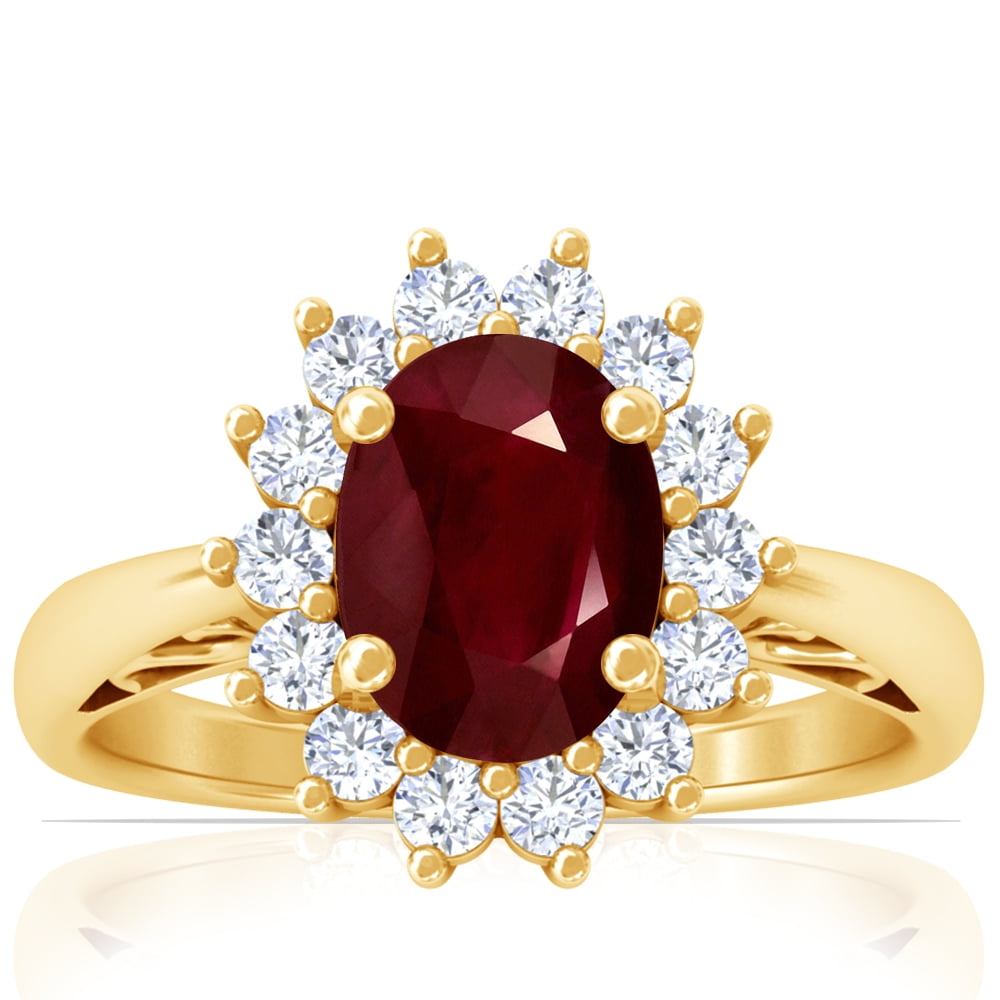 GemsNY July Birthstone - Four Prong Princess Diana Inspired Oval Ruby ...