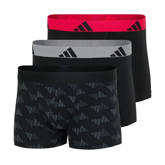 adidas men boxer shorts, 3-pack - trunks, Active Flex Cotton, logo, solid colour Black/Grey/Red M (Medium)