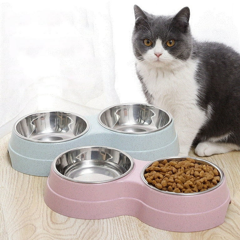 Double-layer Dog and Cat Bowl Double-layer High-quality Stainless Steel Pet  Bowl with Cute Shape Pet Food Waterer,blue,F113140