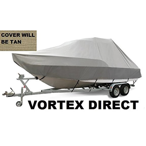 VORTEX HEAVY DUTY TAN / BEIGE T-TOP CENTER CONSOLE BOAT COVER FOR 29' -30' BOAT (FAST SHIPPING - 1 TO 4 BUSINESS DAY DELIVERY)