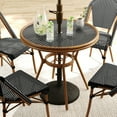 thumbnail image 6 of Martha Stewart 31.5" Round Indoor-Outdoor Bistro Dining Table with 2 Stackable Bistro Chairs - Black/White with Natural Woodgrain Aluminum Finish Frame, 6 of 11