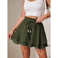 thumbnail image 3 of Pantalones de falda con volantes de doble capa for mujer, con cintura elástica y cordón, pantalones de falda informales antiexposición deportivos, 3 of 7
