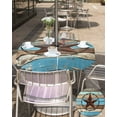 thumbnail image 5 of Fsddascl Texas Star Outdoor Tablecloth - 60 Inch Round Dining Table Cover, Blue Brown Stars Retro Wooden Country Vintage Waterproof Outdoor Table Cloth with Umbrella Hole & Zipper for Picnic/Patio, 5 of 7