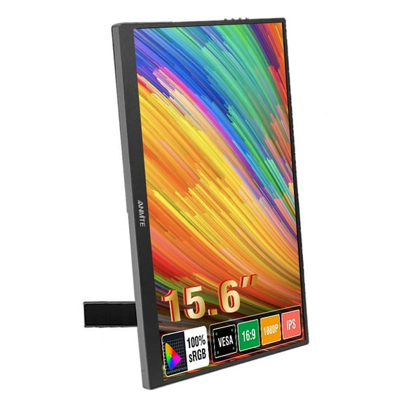 15.6" Portable Monitor – 1080P FHD IPS Laptop Screen with USB-C & HDMI, Ultra-Slim 0.47" Travel Gaming & Office Display with Kickstand for PC, Mac, Phone, Xbox, PS5