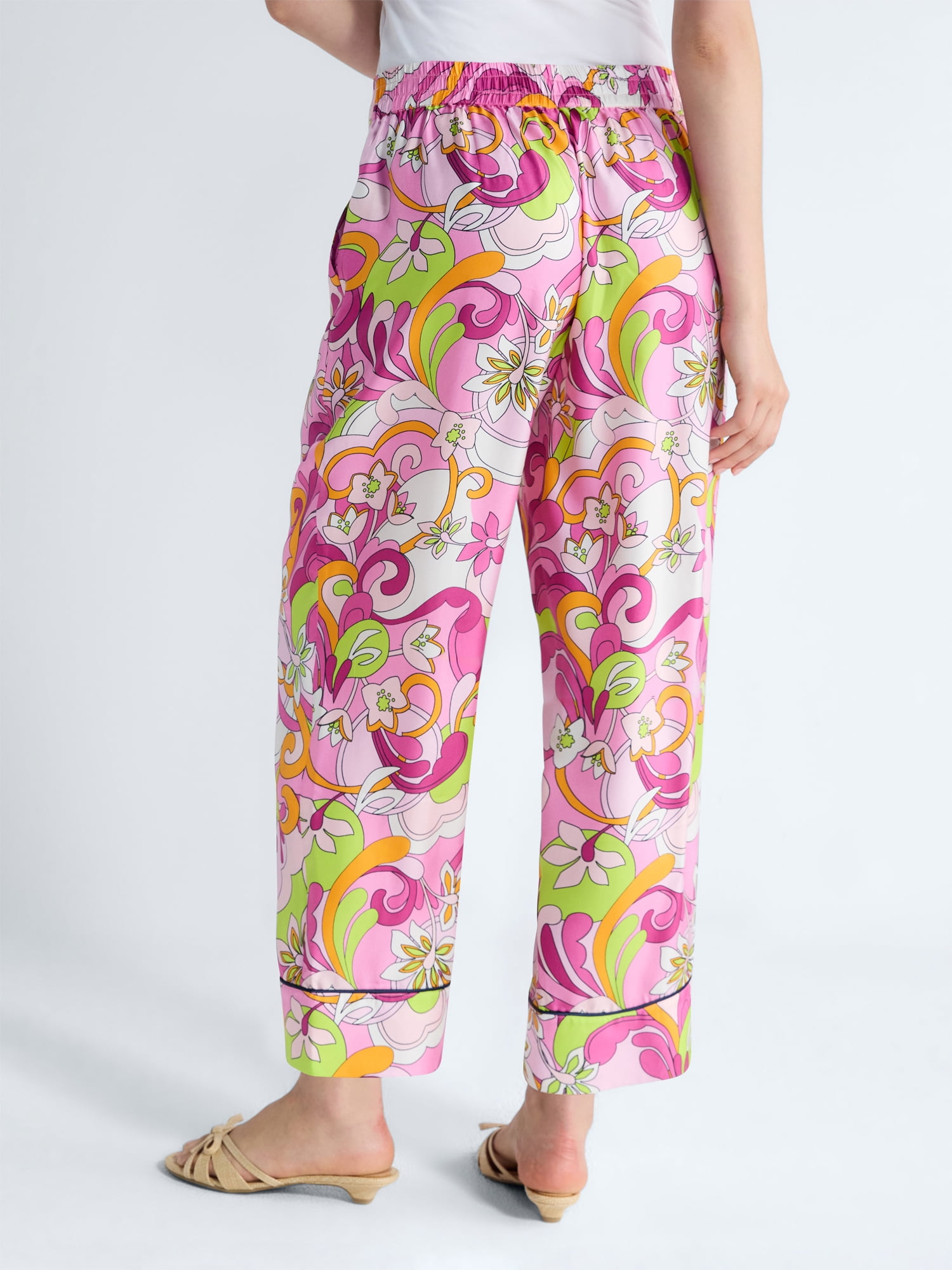 Free Assembly Women's and Women's Plus Cropped Silk Day Jama Pants, 27" Inseam, Sizes XS-4X