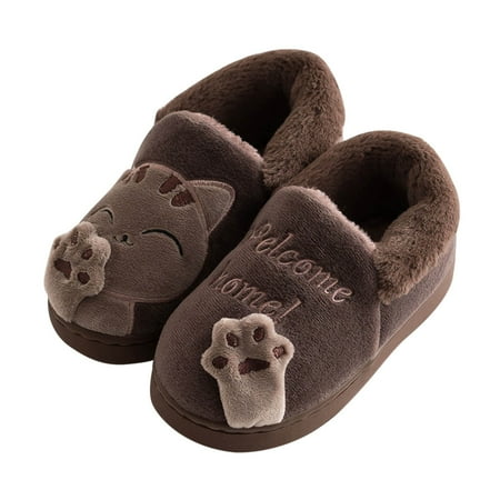 

Unisex Boys Girls Cotton House Slippers with Memory Foam Comfort Clearance Kids Baby Boys Girls Winter Slippers Cartoon Cat Non-slip Home Indoors Shoes