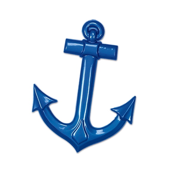Club Pack of 24 Decorative Nautical Plastic Blue Ship's Anchors 25"