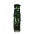 thumbnail image 4 of BLTIBY Women Sequin Dress Solid Color Sparkly Glitter Spaghetti Strap Sleeveless Long Fashion Party Night Out Club Fashion Dresses 2025 Army Green L, 4 of 4