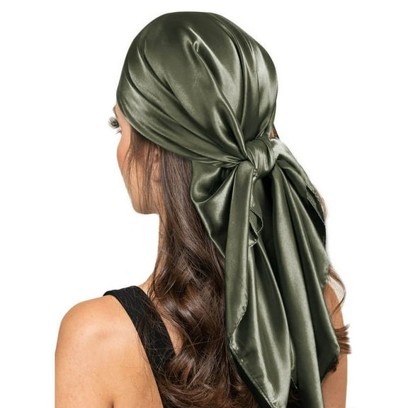 GILIGEGE Large Square Satin Head Scarf - Silk Hair Scarf Square Hair Bandanas Large Scarf Sleeping Head Wraps for Women Women Solid Satin Square Head Scarf Lightweight Neck Scarves Hair Neckerchief