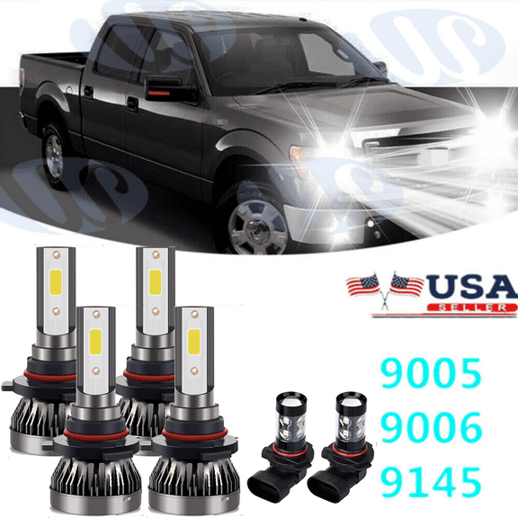 For GMC Sierra 1500 2500 3500 2003-2006 LED Headlight Hi/Lo Bulbs Fog Light kit