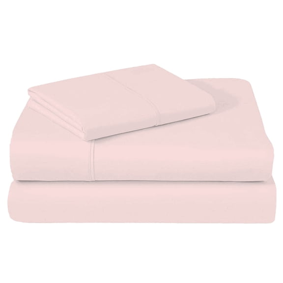 Jersey Sheets Set-Cotton 4 Pieces Full Set-T-Shirt Soft Knit Stretchy Bed Sheets-All Seasonal and Deep Pockets(Pink,Queen)
