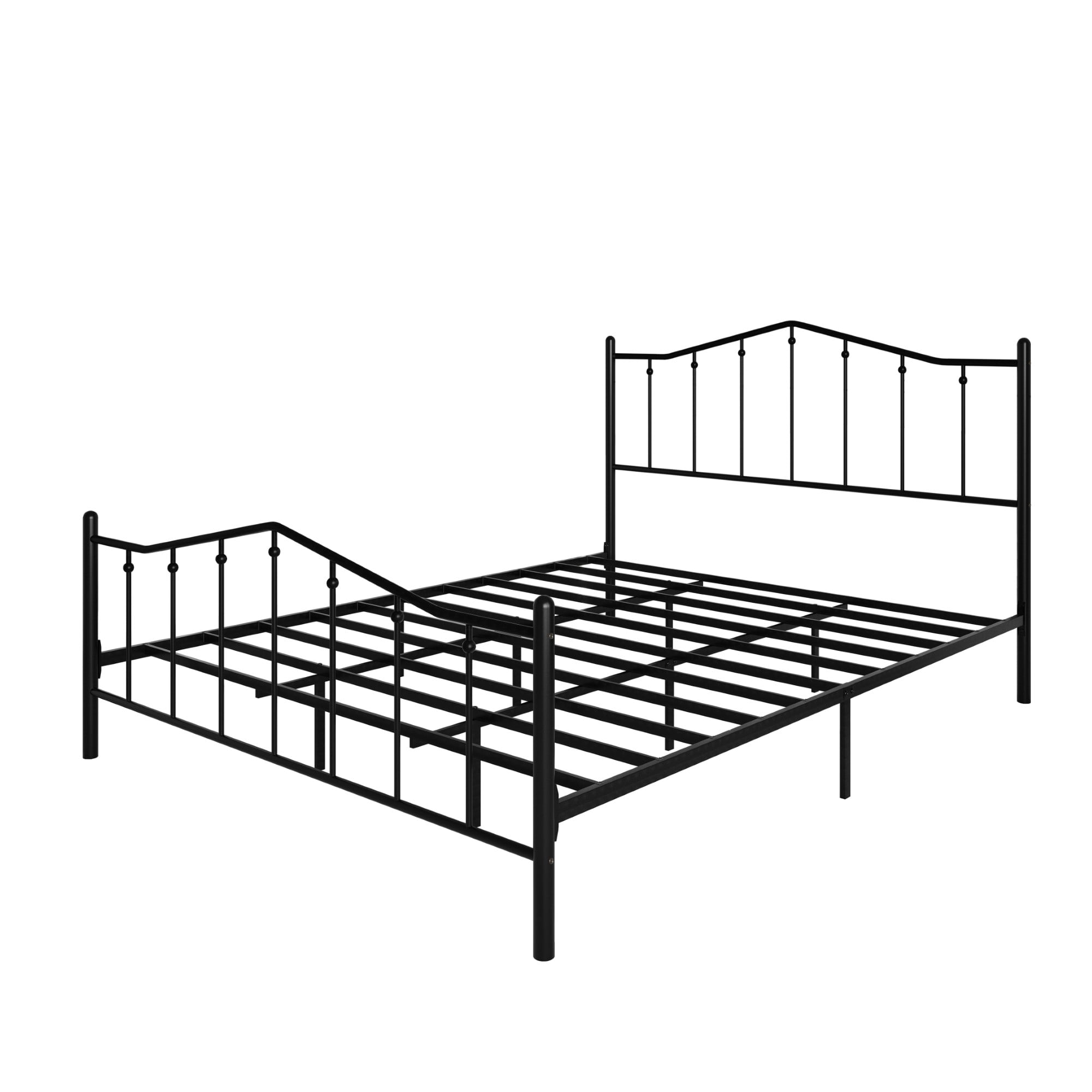 Home Design Atmore King Metal Platform Bed Frame, Iron Bed with Headboard & Footboard, No Box Spring Needed, Black